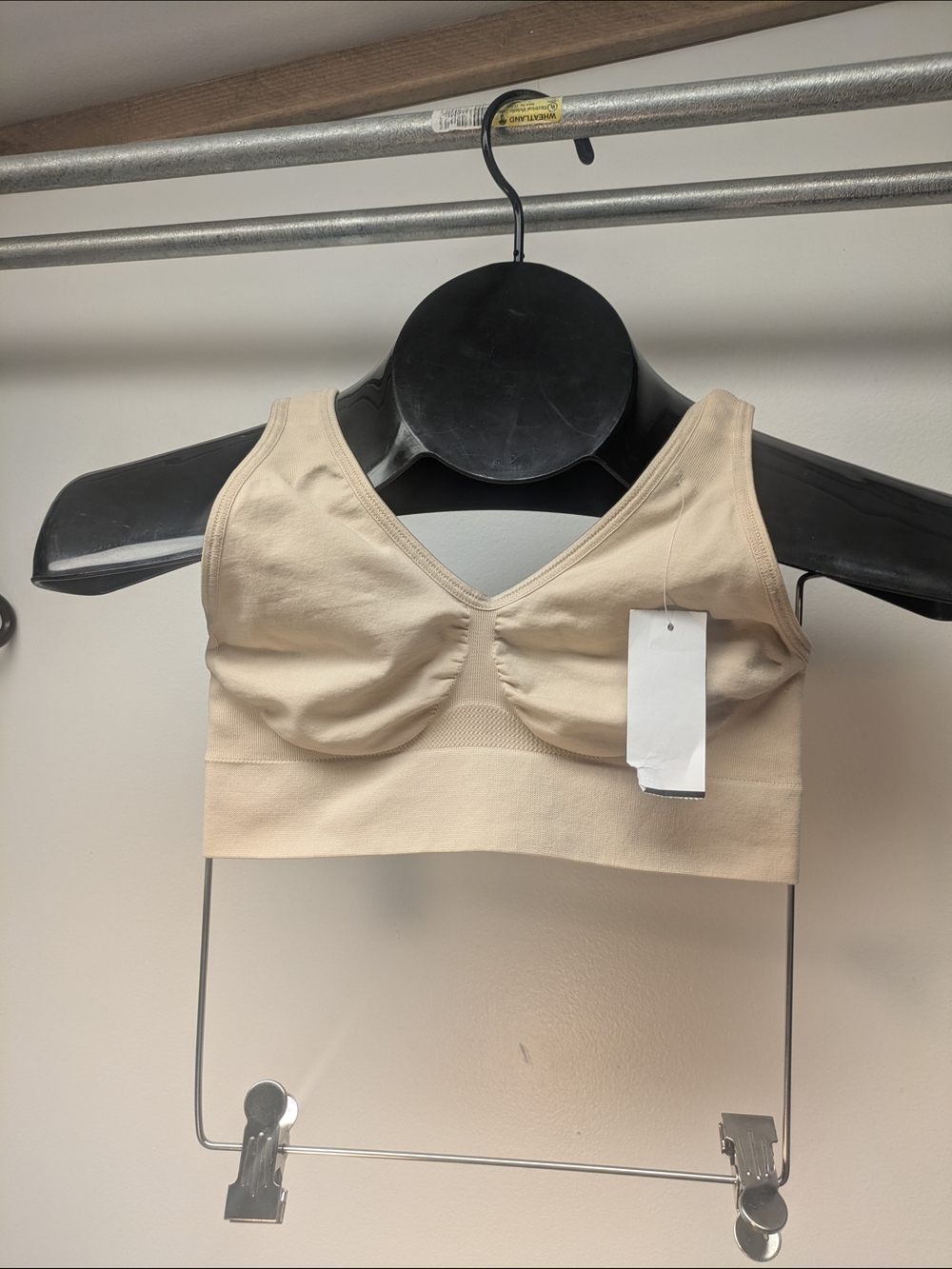 Small Barely There Nude/Beige Seamless Wireless Crop Bralette X596